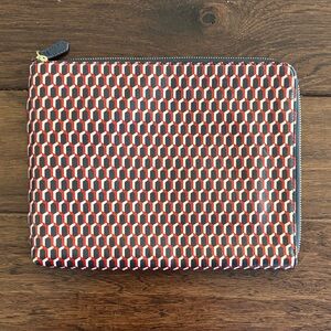 Mark & Graham Navy and Red Leather Commute Zipper Pouch - never used